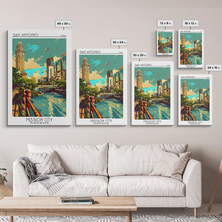 San Antonio Travel Poster, Canvas Print, Vintage Travel Print, City Wall Art, Travel Wall Art, Minimalist Poster, Retro Travel Print
