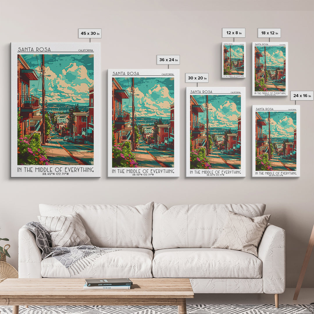 Santa Rosa Travel Poster, Canvas Print, Poster Print, Travel Wall Art, Vintage Travel Art, Mid Century Wall Art, Retro Travel Poster