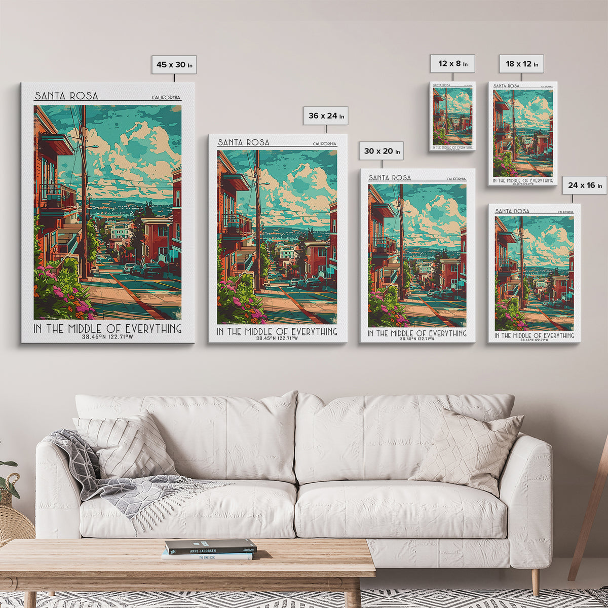 Santa Rosa Travel Poster, Canvas Print, Poster Print, Travel Wall Art, Vintage Travel Art, Mid Century Wall Art, Retro Travel Poster