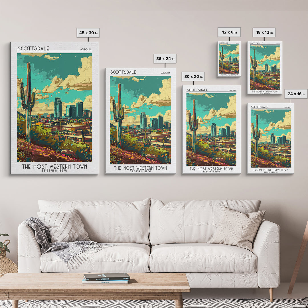 Scottsdale Travel Poster, Canvas Print, Travel Wall Decor, Minimalist Poster, Modern Wall Decor, Travel Posters, Retro Travel Poster