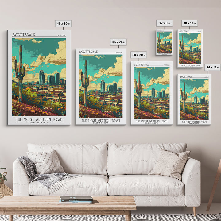 Scottsdale Travel Poster, Canvas Print, Travel Wall Decor, Minimalist Poster, Modern Wall Decor, Travel Posters, Retro Travel Poster