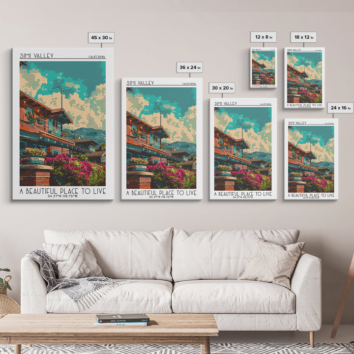 Simi Valley Travel Poster, Canvas Print, Travel Wall Decor, Minimalist Poster, Mid Century Wall Art, Gallery Wall Set, City Wall Art