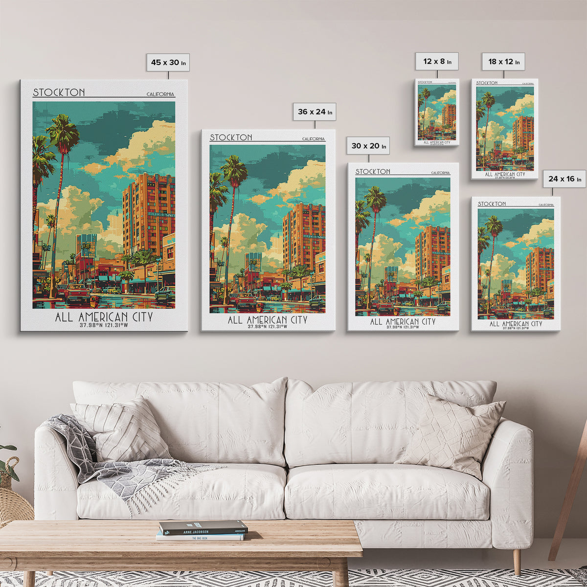 Stockton Travel Poster, Canvas Print, Poster Print, Travel Wall Art, Travel Prints, Vintage Travel, Travel Art Print, Travel Posters