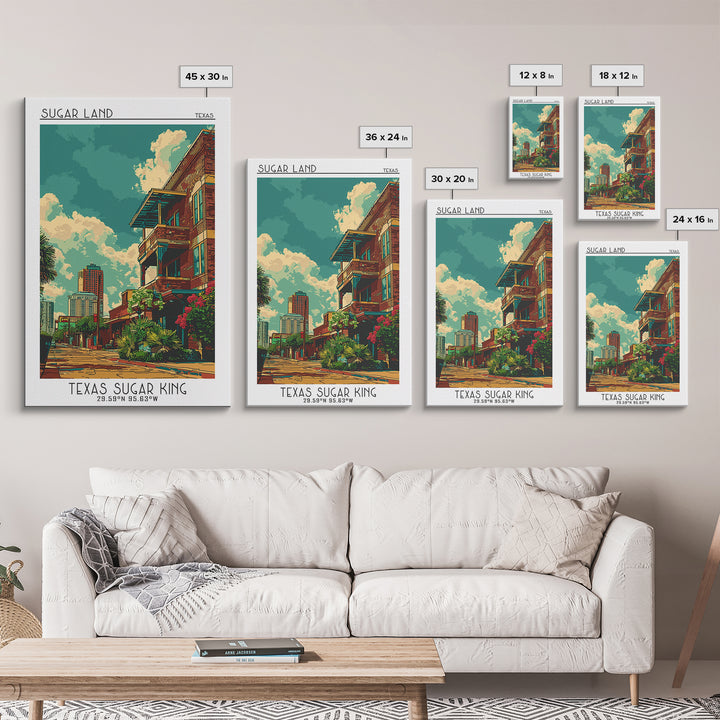 Sugar Land Travel Poster, Framed Canvas Print, City Travel Poster, Travel Wall Decor, Home Decor, Modern Wall Decor, Wanderlust Gift