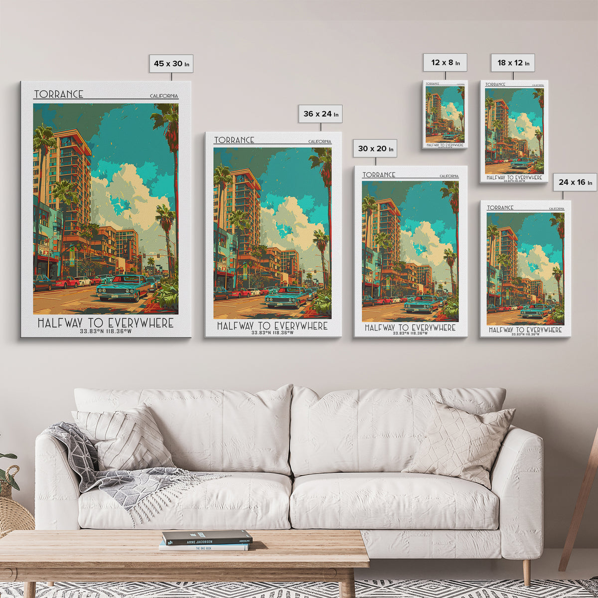 Torrance Travel Poster, Framed Canvas Print, Travel Wall Art, City Wall Art, Wall Art, Home Office Decor, Travel Posters, Poster Art