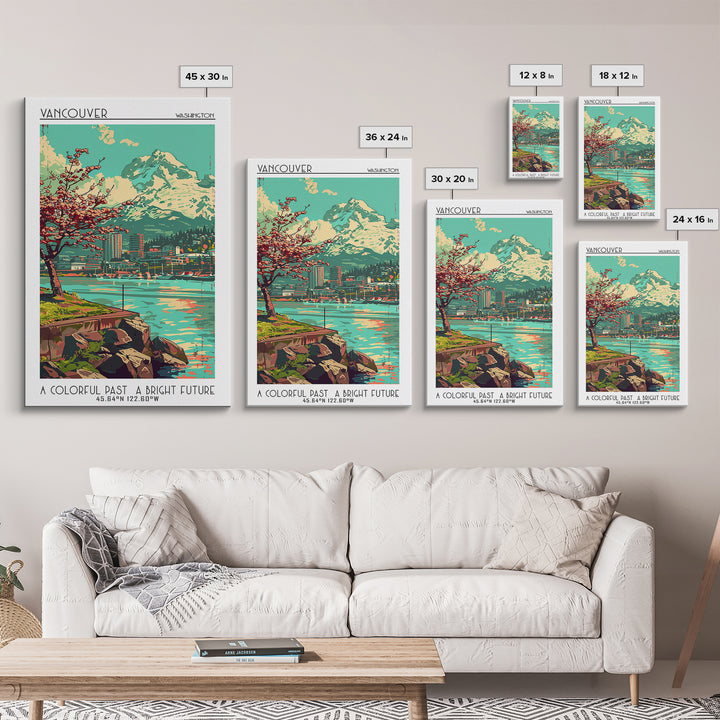 Vancouver Travel Poster, Framed Canvas Print, City Art Print, Travel Wall Art, City Travel Poster, Modern Wall Decor, Fine Art Print