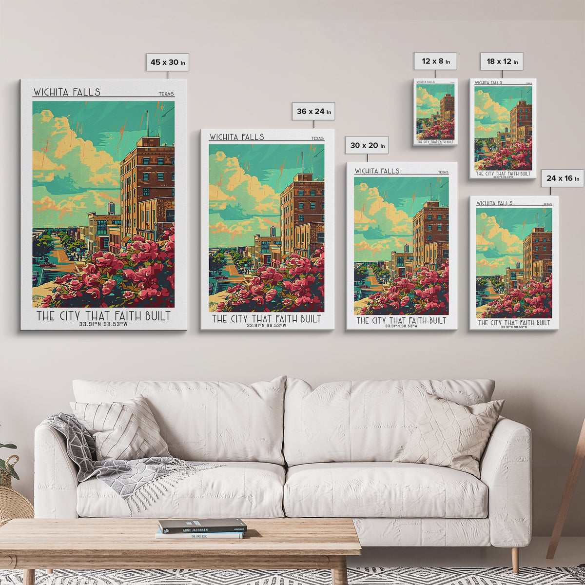 Wichita Falls Travel Poster, Canvas Print, Retro Wall Art, Travel Print, Travel Wall Decor, Art Print, Home Office Decor, Home Decor