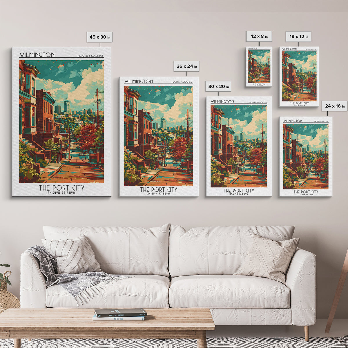 Wilmington Travel Poster, Canvas Print, Poster Print, Travel Wall Art, Watercolor Cityscape, Travel Posters, Travel Decor, Art Print