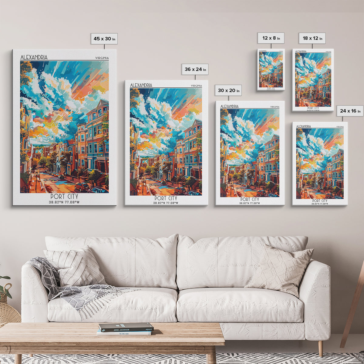 Alexandria Travel Poster, Framed Canvas Print, Vintage Travel Print, City Wall Art, Travel Wall Art, City Illustration, Poster Print