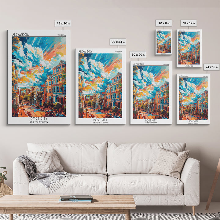 Alexandria Travel Poster, Framed Canvas Print, Vintage Travel Print, City Wall Art, Travel Wall Art, City Illustration, Poster Print