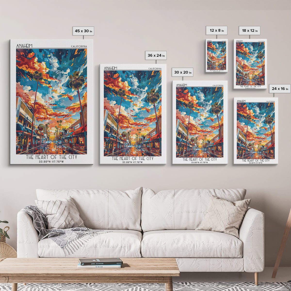 Anaheim Travel Poster, Canvas Print, Travel Wall Art, City Wall Art, Art Print, Living Room Wall Art, Poster Print, Gallery Wall Set