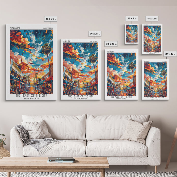 Anaheim Travel Poster, Canvas Print, Travel Wall Art, City Wall Art, Art Print, Living Room Wall Art, Poster Print, Gallery Wall Set