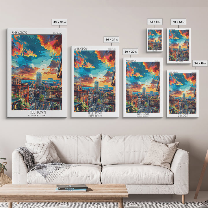 Ann Arbor Travel Poster, Canvas Print, Travel Art Print, Modern Wall Decor, Poster Print, Home Office Decor, Travel Print, Art Print