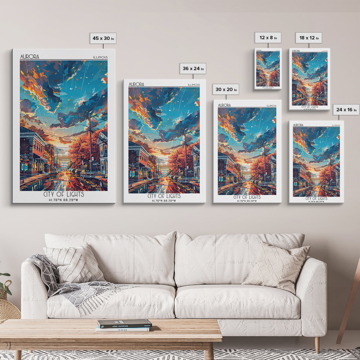 Aurora Illinois Travel Poster, Canvas Print, Travel Prints, Landscape Art, Vintage Travel Art, Vintage Posters, Vintage Travel Print