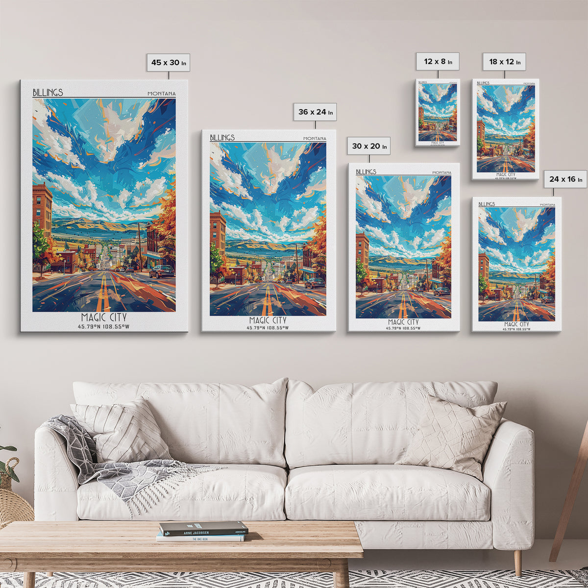 Billings Travel Poster, Framed Canvas Print, Travel Art Print, Modern Wall Decor, Retro Travel Poster, Travel Print, Wanderlust Gift