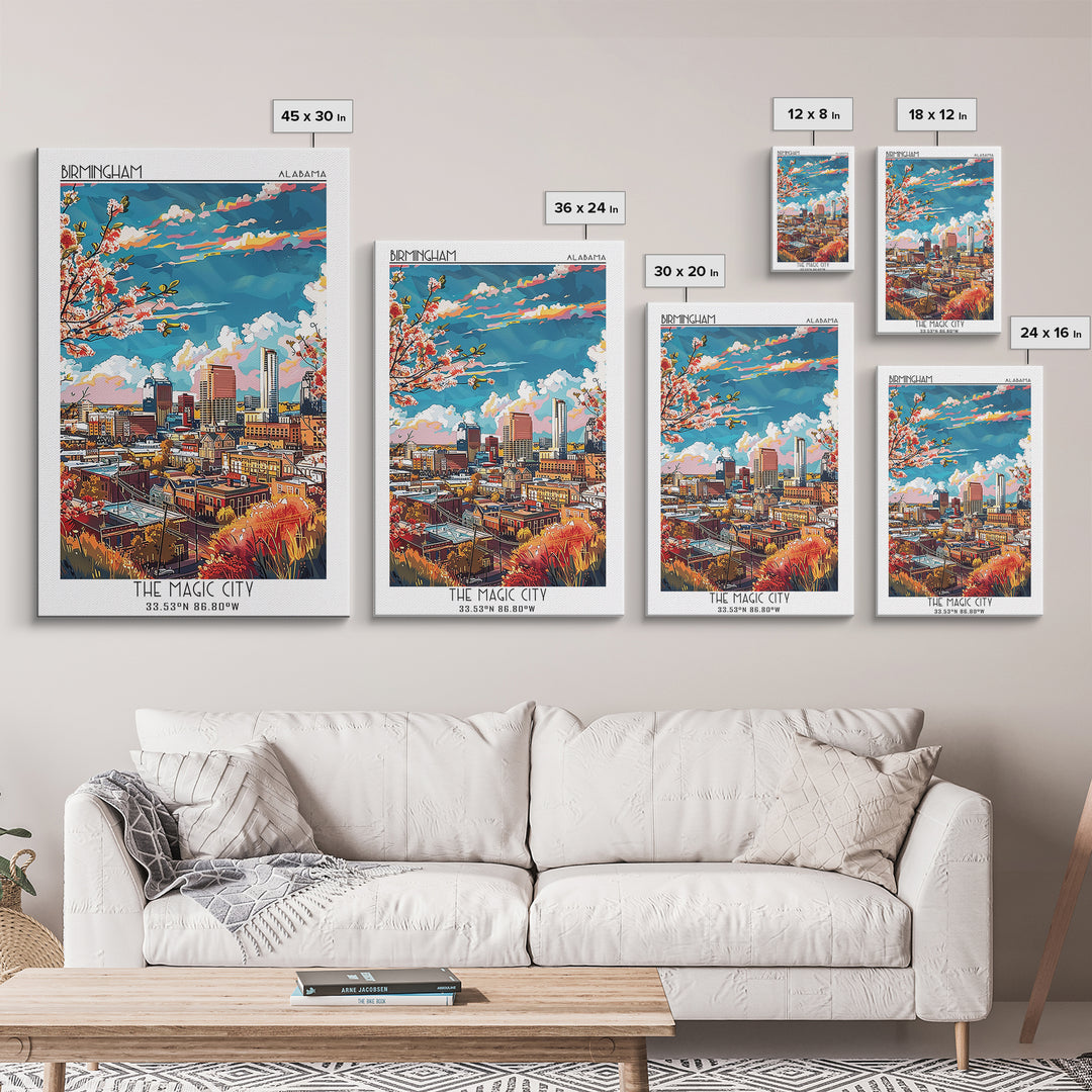 Birmingham Travel Poster, Framed Canvas Print, City Travel Poster, Travel Wall Art, Poster Art, Colorful Wall Art, Minimalist Poster