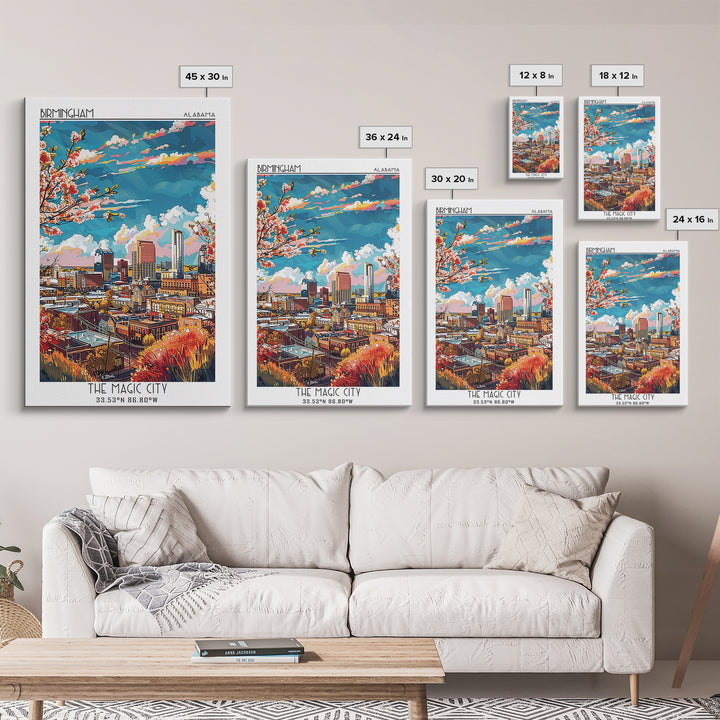 Birmingham Travel Poster, Framed Canvas Print, City Travel Poster, Travel Wall Art, Poster Art, Colorful Wall Art, Minimalist Poster