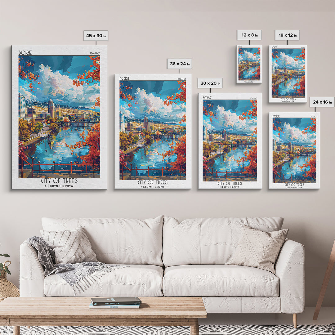Boise Travel Poster, Canvas Print, City Travel Poster, Vintage City Poster, Vintage Travel Print, Retro Wall Art, Retro Travel Print