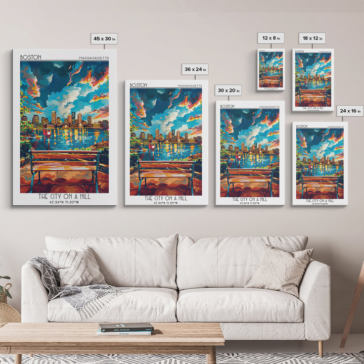 Boston Travel Poster, Canvas Print, Poster Print, Travel Wall Art, Minimalist Poster, Home Office Decor, Travel Print, City Wall Art