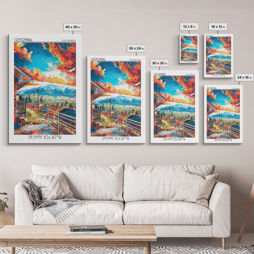 Centennial Travel Poster, Framed Canvas Print, City Travel Poster, Travel Wall Decor, Retro Travel Print, Poster Art, Retro Wall Art