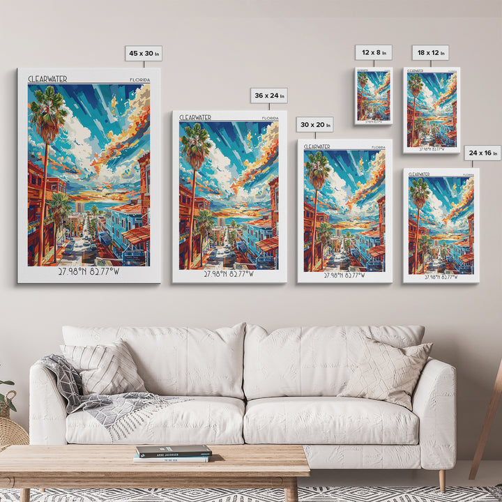 Clearwater Travel Poster, Framed Canvas Print, Poster Print, Travel Wall Art, Travel Posters, Travel Wall Decor, Retro Travel Poster