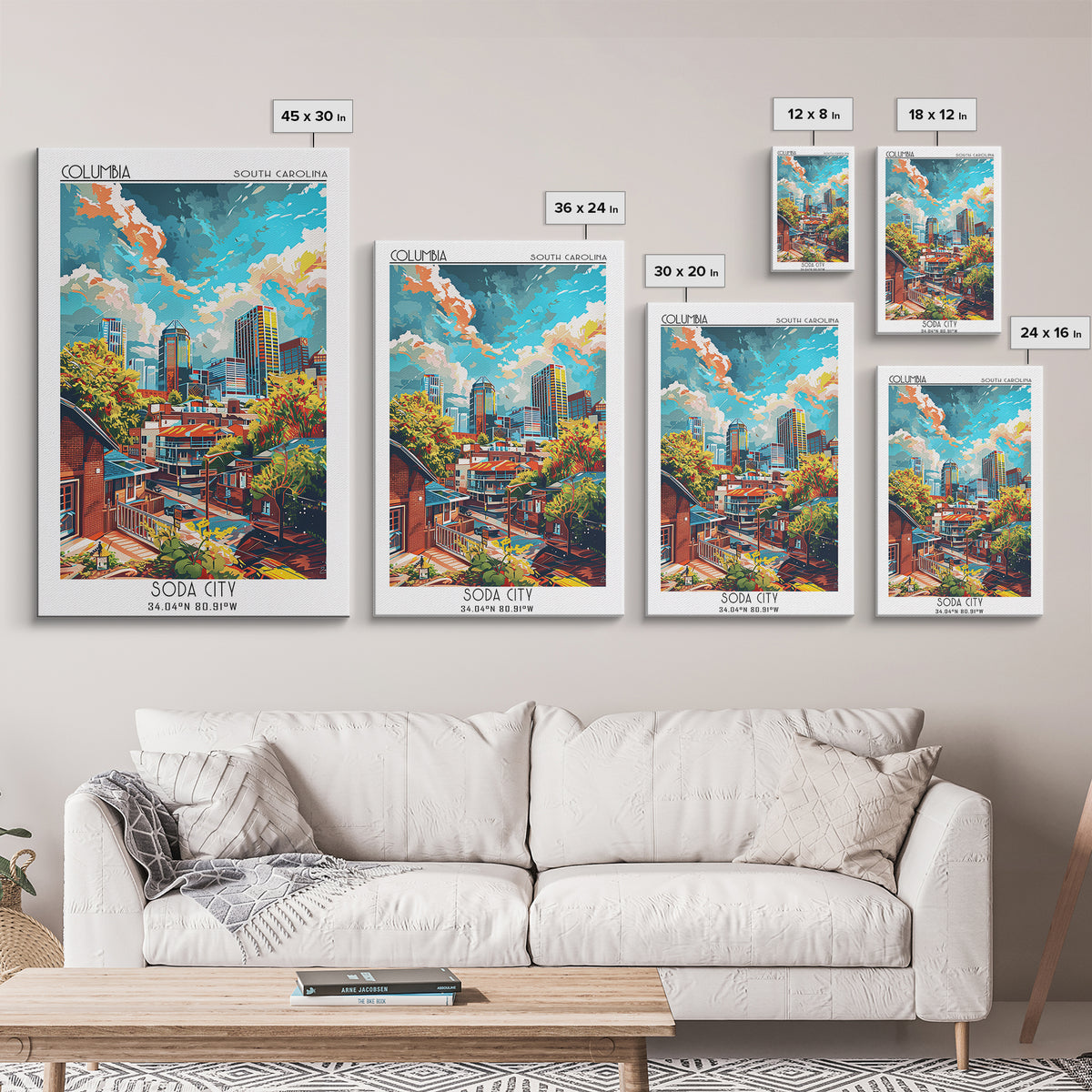 Columbia Travel Poster, Framed Canvas Print, City Travel Poster, Travel Wall Art, Gallery Wall Set, Fine Art Print, Travel Art Print