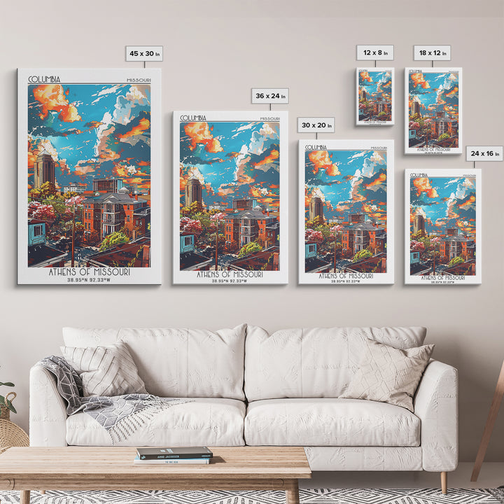 Columbia South Carolina Travel Poster, Canvas Print, City Travel Poster, Vintage City Poster, City Illustration, Retro Travel Poster