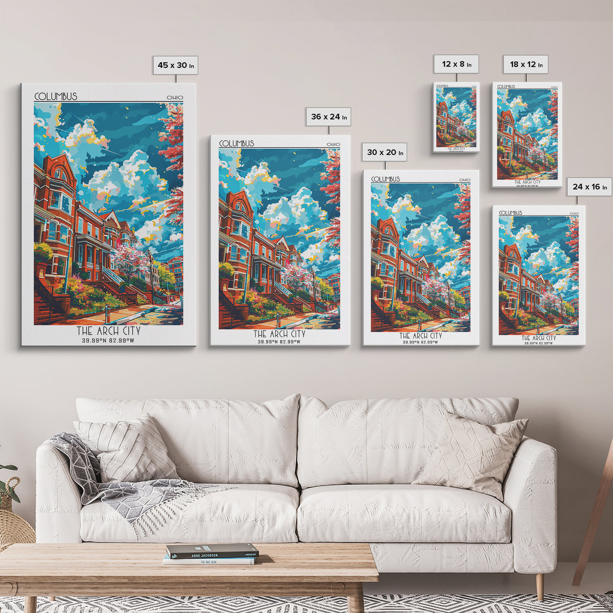 Columbus Travel Poster, Framed Canvas Print, City Travel Poster, Vintage City Poster, Travel Posters, Travel Print, Travel Art Print