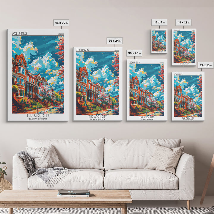 Columbus Travel Poster, Framed Canvas Print, City Travel Poster, Vintage City Poster, Travel Posters, Travel Print, Travel Art Print