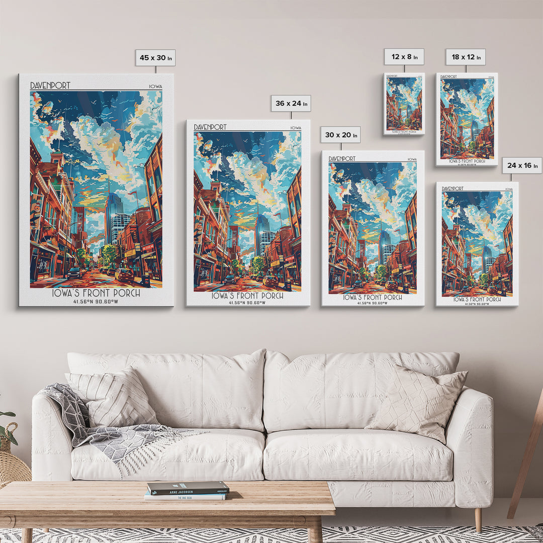 Davenport Travel Poster, Canvas Print, Travel Prints, Landscape Art, Retro Travel Print, City Art Print, Travel Wall Decor, Wall Art
