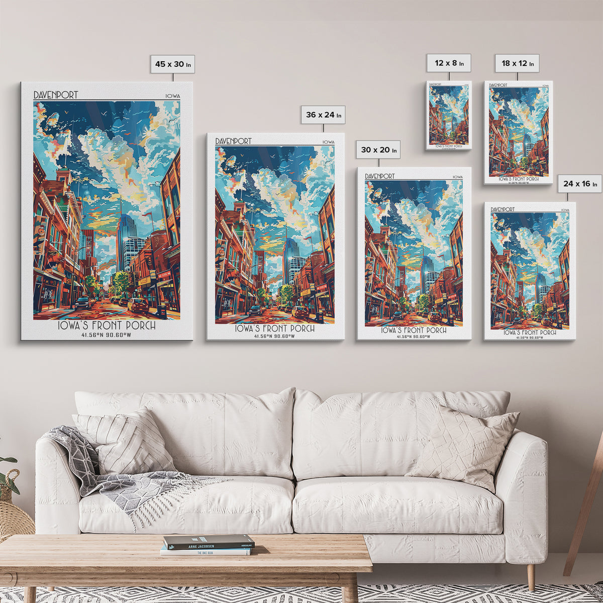 Davenport Travel Poster, Canvas Print, Travel Prints, Landscape Art, Retro Travel Print, City Art Print, Travel Wall Decor, Wall Art