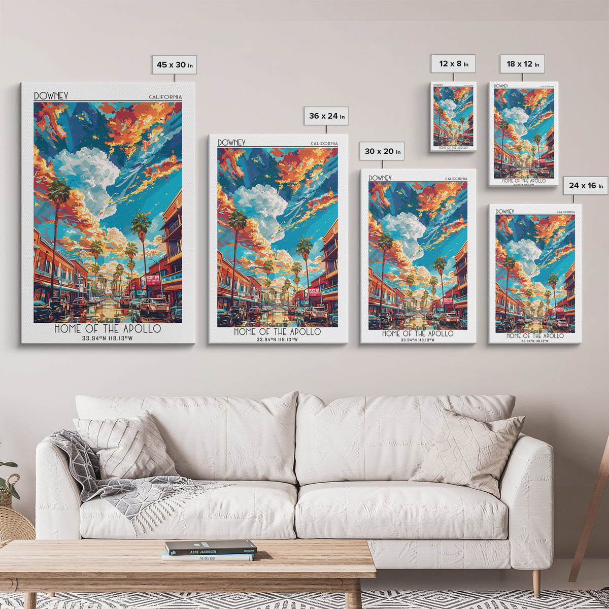 Downey Travel Poster, Canvas Print, City Travel Poster, Travel Wall Decor, Art Print, Travel Posters, City Wall Art, Travel Wall Art