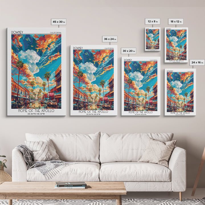 Downey Travel Poster, Canvas Print, City Travel Poster, Travel Wall Decor, Art Print, Travel Posters, City Wall Art, Travel Wall Art