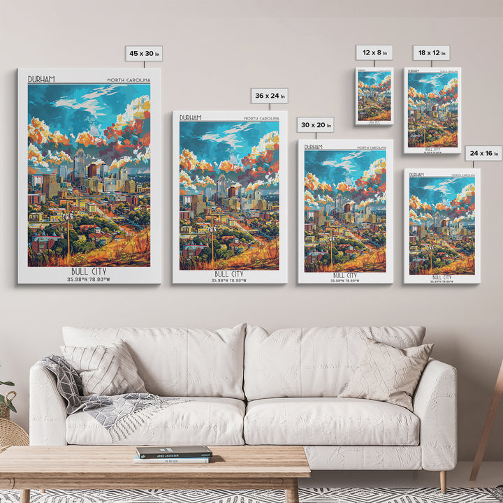 Durham Travel Poster, Framed Canvas Print, Retro Travel Poster, City Wall Art, Retro Travel Print, Vintage Travel, Minimalist Poster