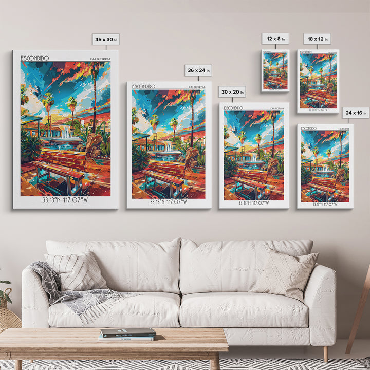 Escondido Travel Poster, Framed Canvas Print, Poster Print, Travel Wall Art, Home Office Decor, City Art Print, Living Room Wall Art