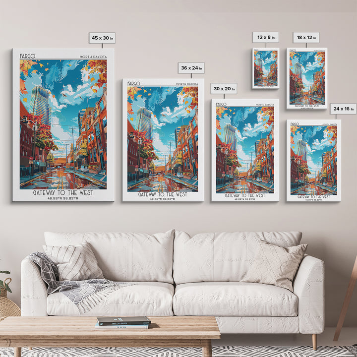 Fargo Travel Poster, Framed Canvas Print, Poster Print, Travel Wall Art, City Travel Poster, Living Room Wall Art, Modern Wall Decor