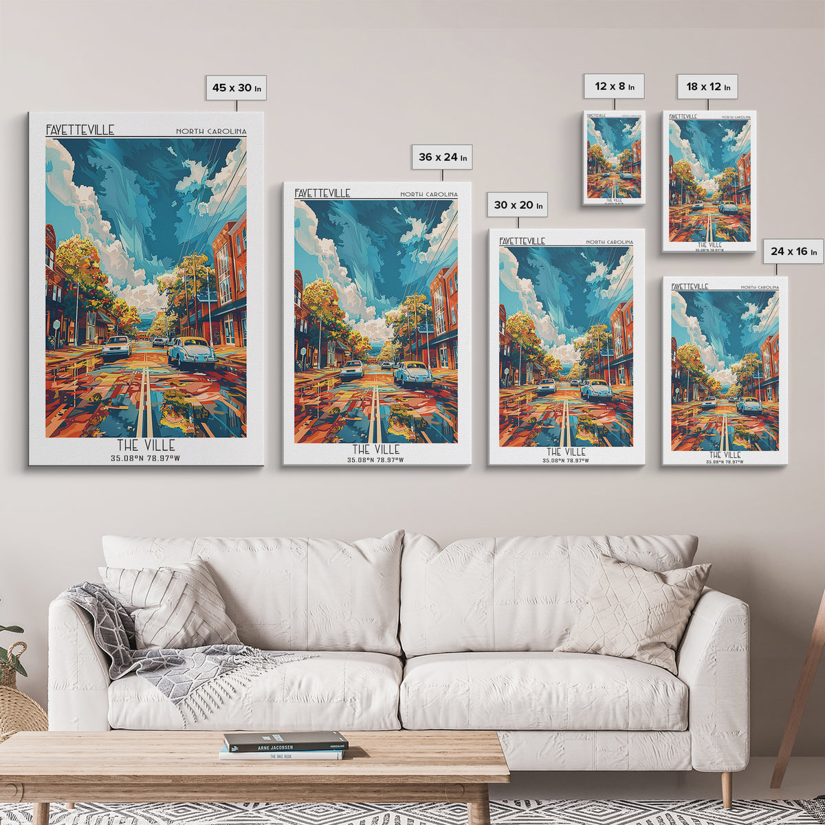 Fayetteville Travel Poster, Framed Canvas Print, Travel Wall Decor, Minimalist Poster, Art Print, City Art Print, City Travel Poster