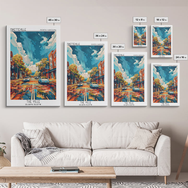 Fayetteville Travel Poster, Framed Canvas Print, Travel Wall Decor, Minimalist Poster, Art Print, City Art Print, City Travel Poster