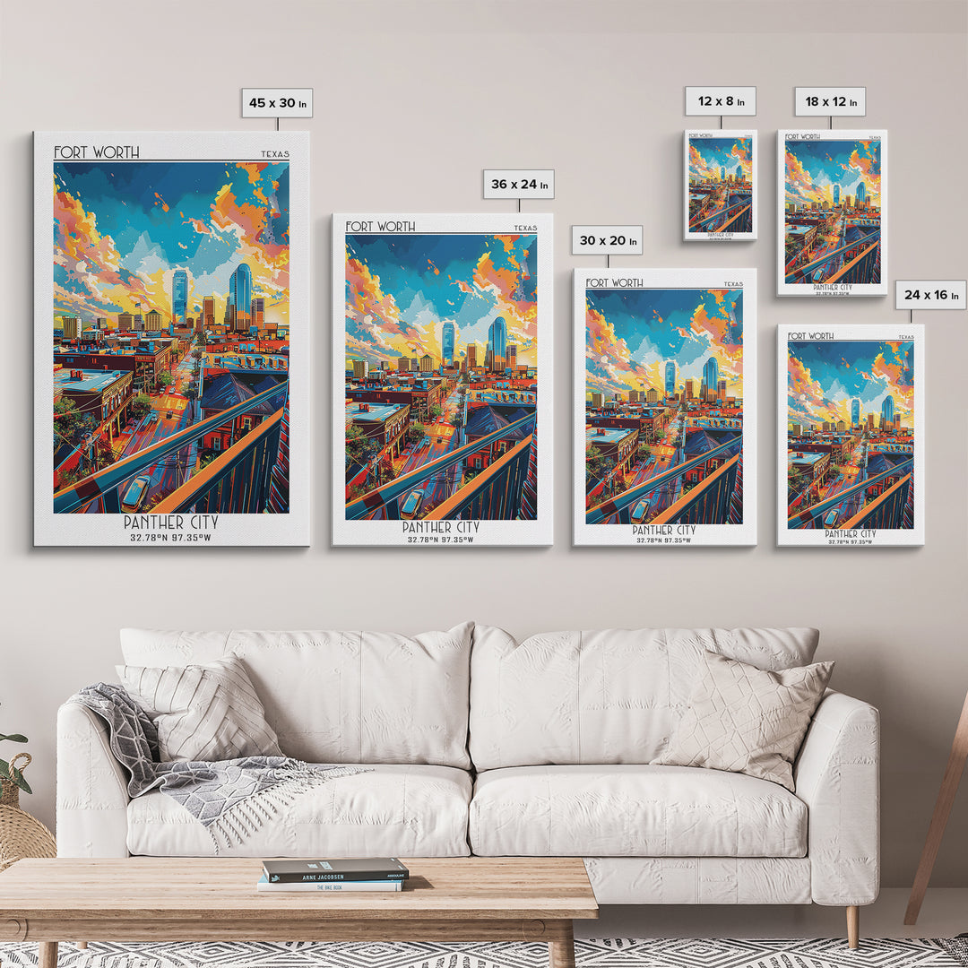 Fort Worth Travel Poster, Canvas Print, Poster Print, Travel Wall Art, City Art Print, Retro Wall Art, Travel Posters, Travel Prints