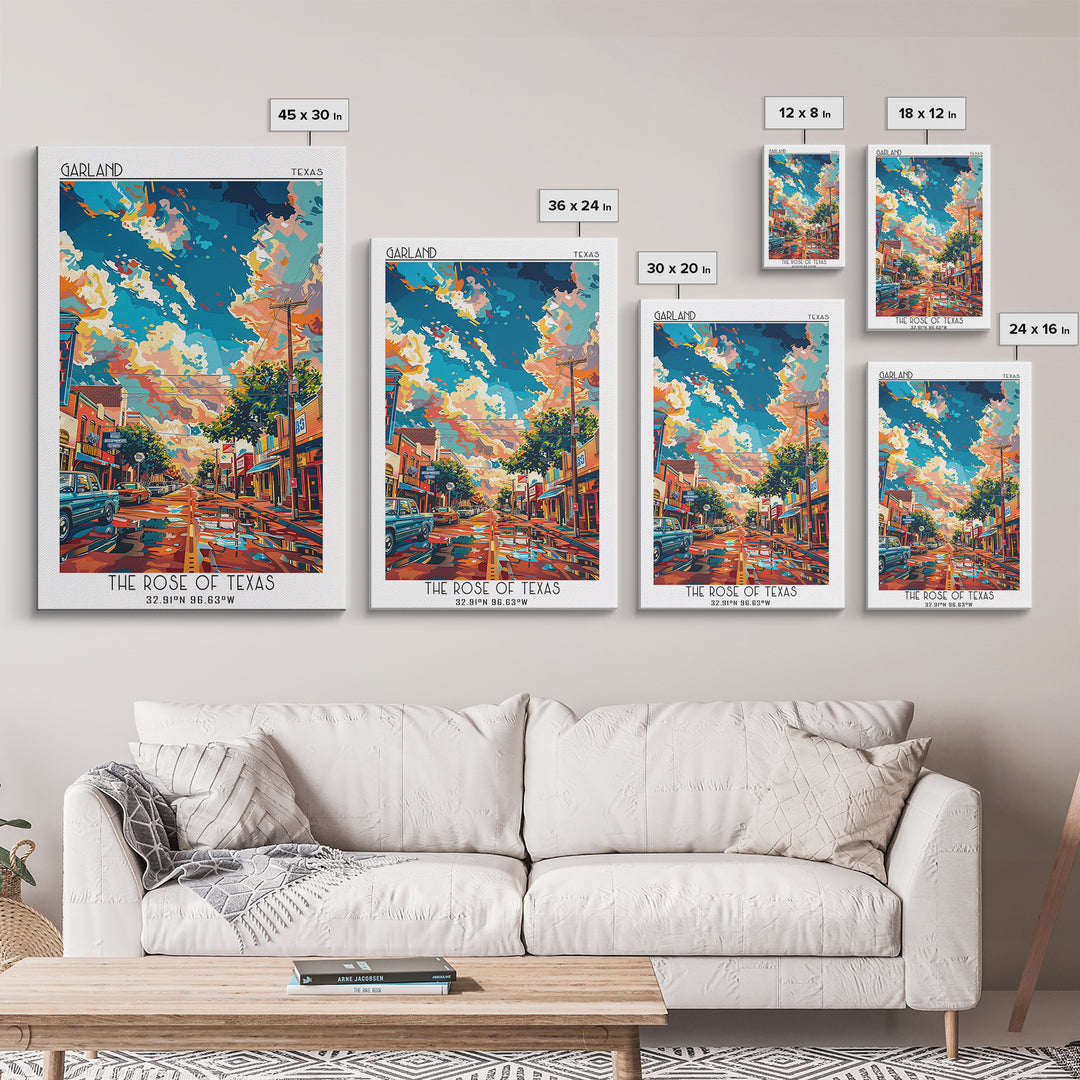 Garland Travel Poster, Canvas Print, City Travel Poster, Travel Wall Decor, Gallery Wall Set, Travel Art Print, Mid Century Wall Art