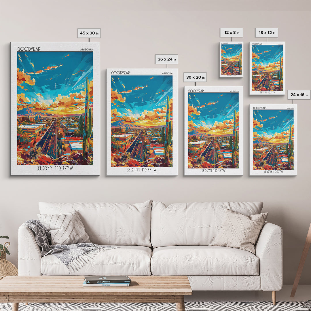 Goodyear Travel Poster, Framed Canvas Print, City Travel Poster, Travel Wall Art, Travel Print, Vintage Travel Print, Vintage Travel