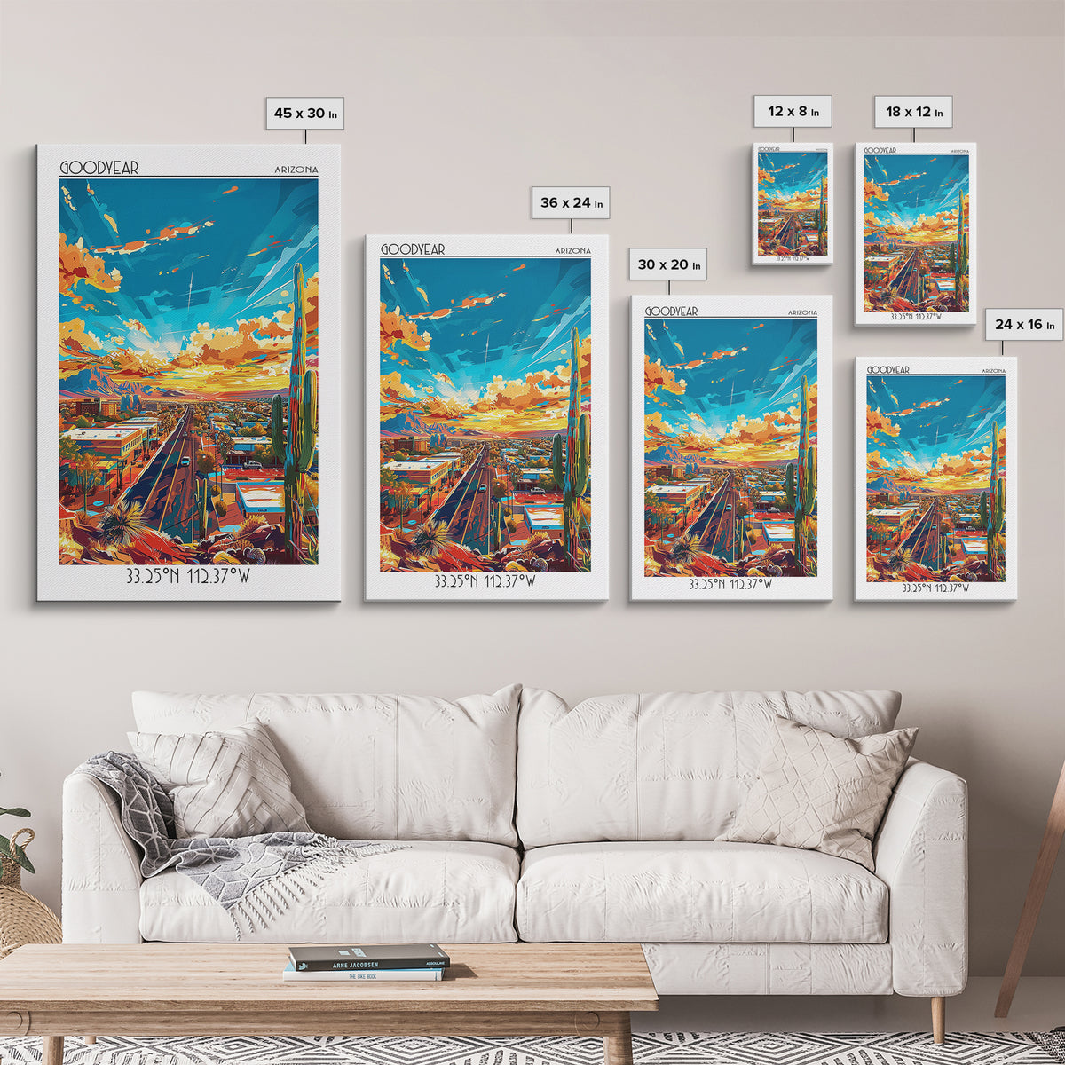 Goodyear Travel Poster, Framed Canvas Print, City Travel Poster, Travel Wall Art, Travel Print, Vintage Travel Print, Vintage Travel