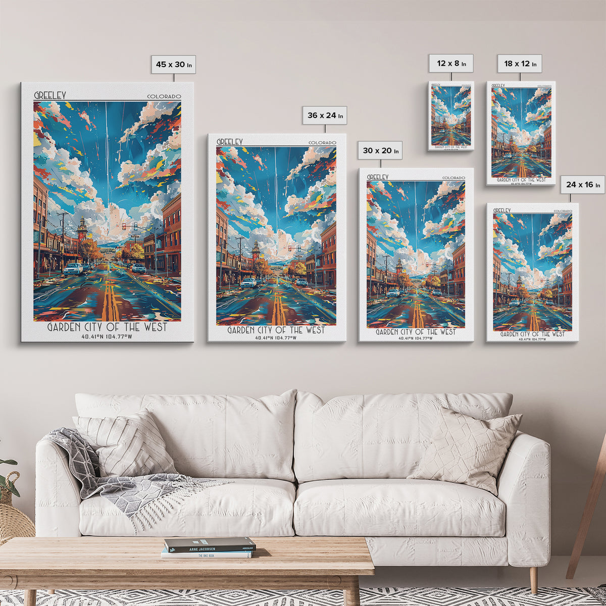 Greeley Travel Poster, Framed Canvas Print, City Travel Poster, Travel Wall Decor, Travel Print, Travel Art Print, Home Office Decor
