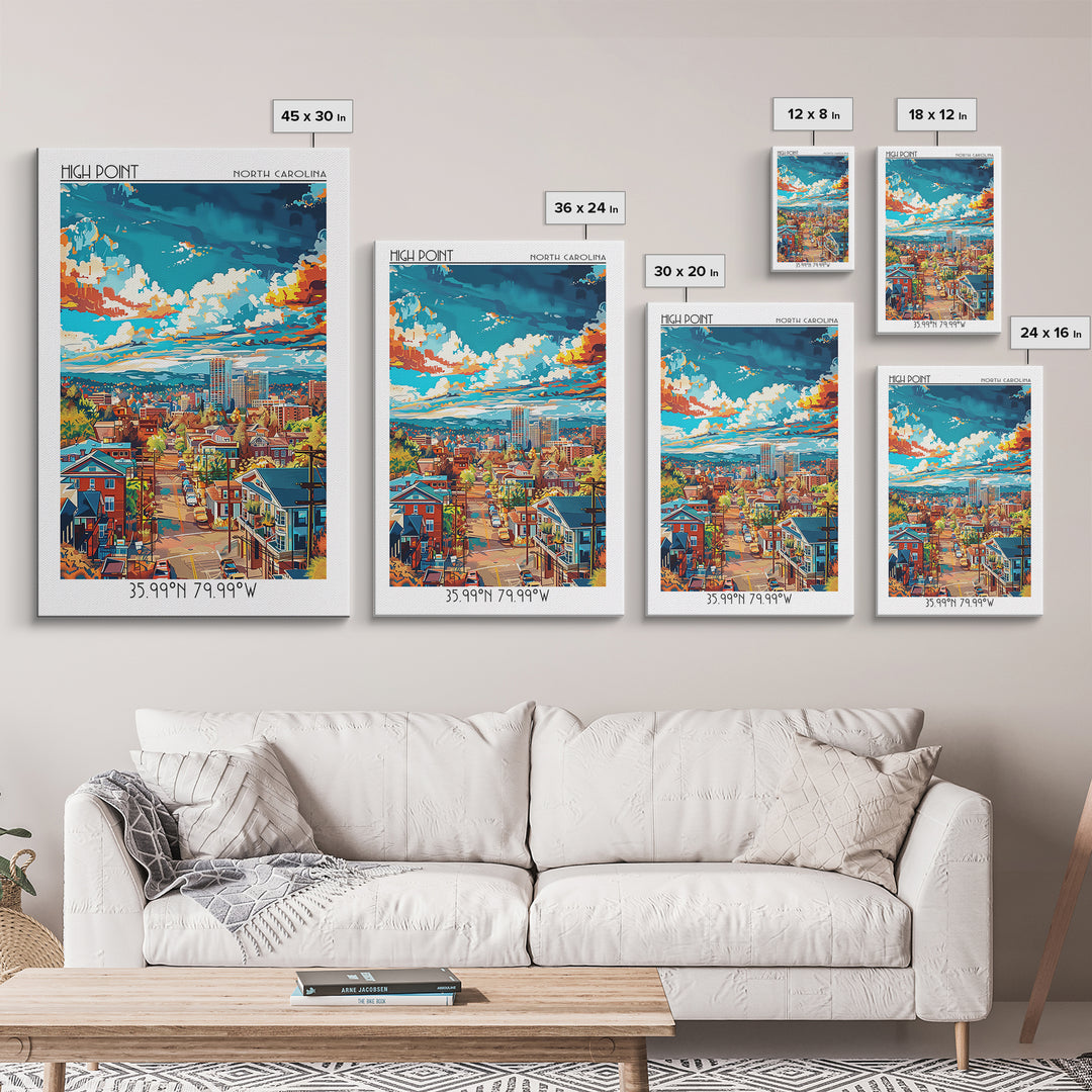 High Point Travel Poster, Framed Canvas Print, Retro Wall Art, Travel Print, Travel Art Print, Art Print, Poster Art, Fine Art Print