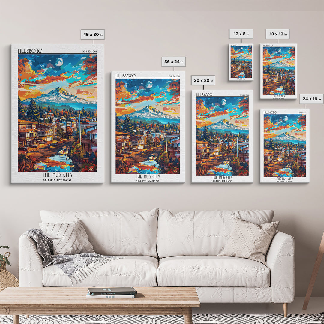 Hillsboro Travel Poster, Canvas Print, Poster Print, Travel Wall Art, Travel Art Print, Retro Wall Art, Art Print, Home Office Decor