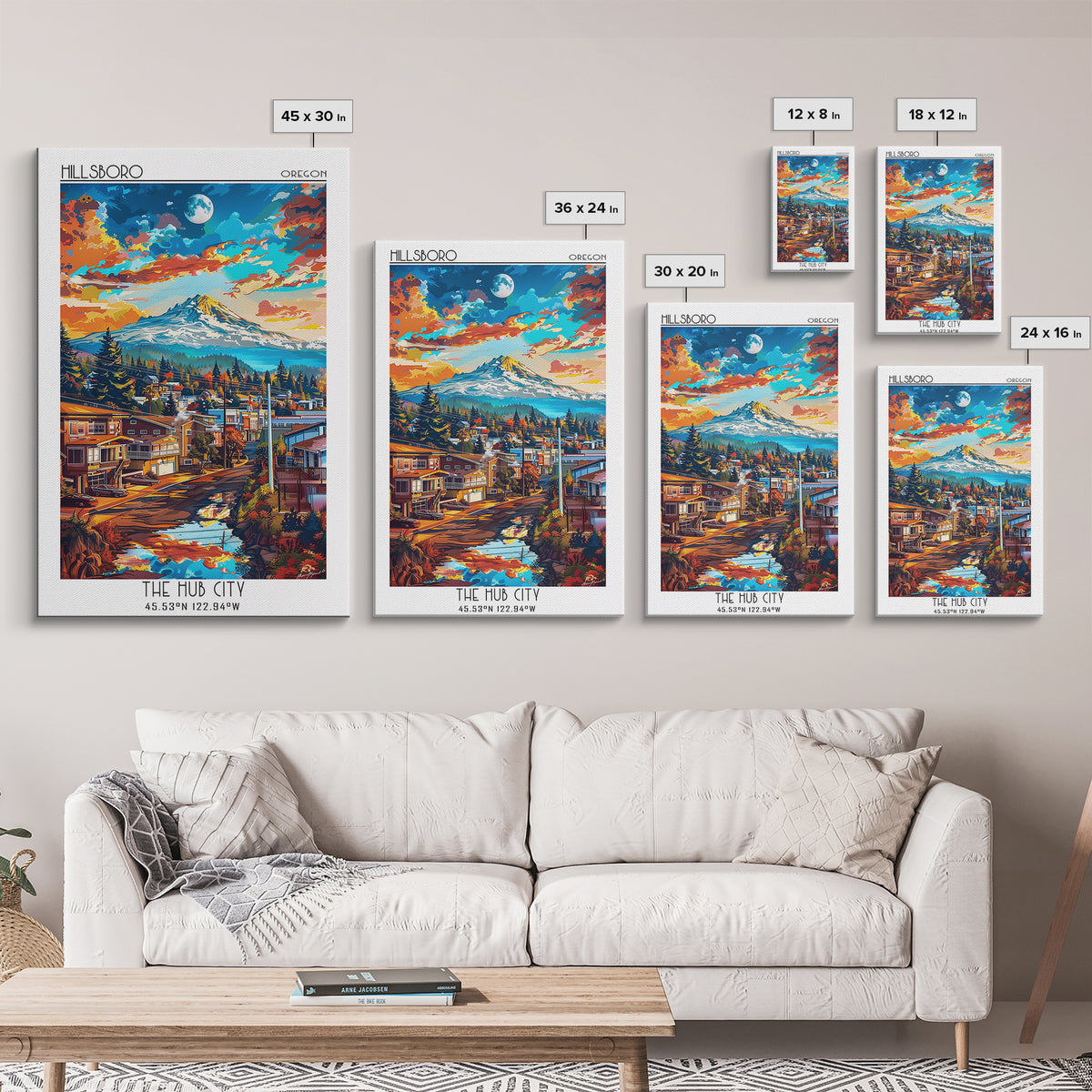 Hillsboro Travel Poster, Canvas Print, Poster Print, Travel Wall Art, Travel Art Print, Retro Wall Art, Art Print, Home Office Decor