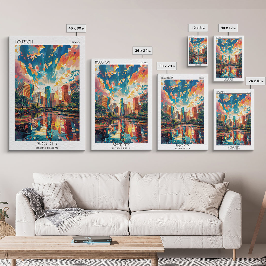 Houston Travel Poster, Canvas Print, Vintage Travel Print, City Wall Art, Wall Art, Retro Travel Print, Poster Art, Travel Art Print