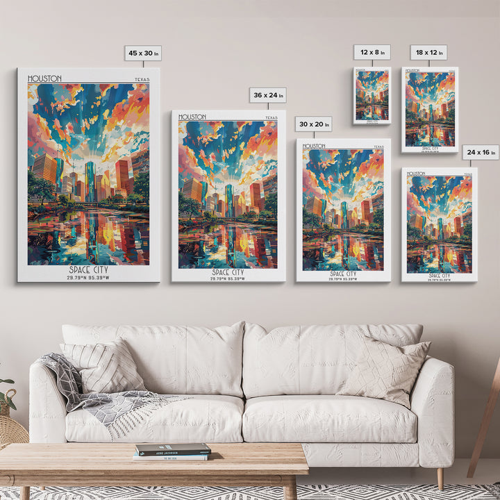 Houston Travel Poster, Canvas Print, Vintage Travel Print, City Wall Art, Wall Art, Retro Travel Print, Poster Art, Travel Art Print