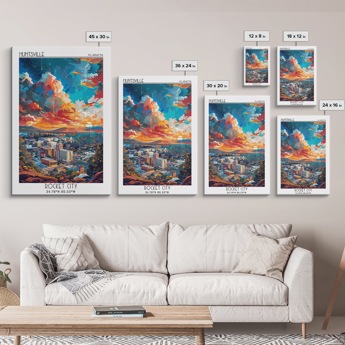 Huntsville Travel Poster, Canvas Print, Retro Wall Art, Travel Print, Retro Travel Print, Mid Century Wall Art, Vintage Travel Print