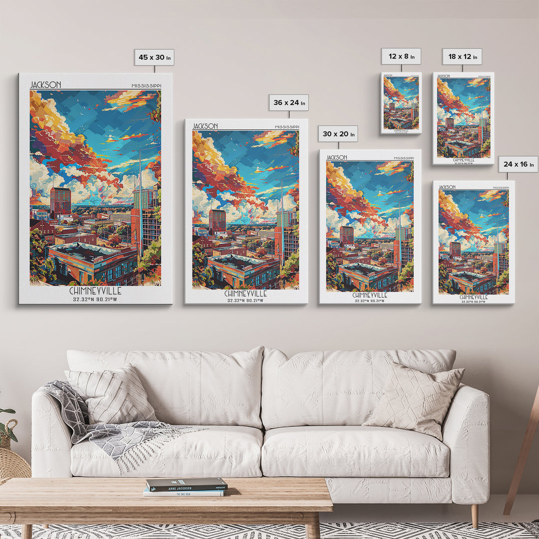 Jackson Travel Poster, Framed Canvas Print, Retro Travel Poster, City Wall Art, Vintage Posters, Wanderlust Gift, Retro Travel Print